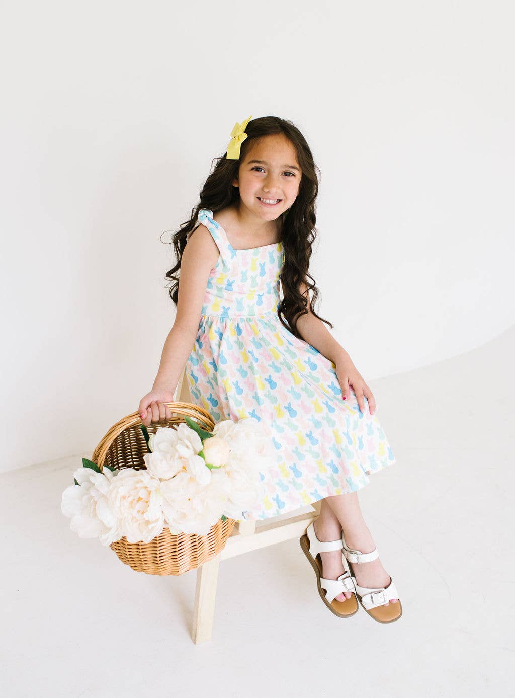 Valerie Twirl Dress in Marshmallow Bunny