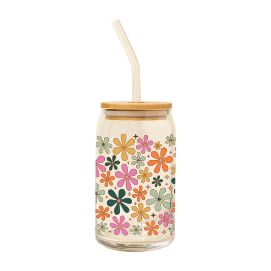 NEW! Can Glass w/Lid + Straw