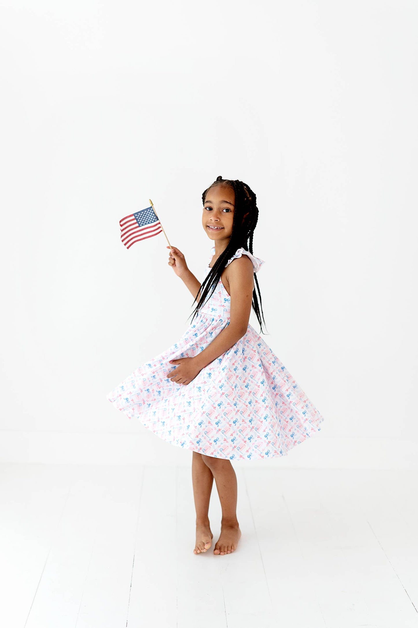 Rosita Dress in Patriotic Flags| Pocket Twirl Dress