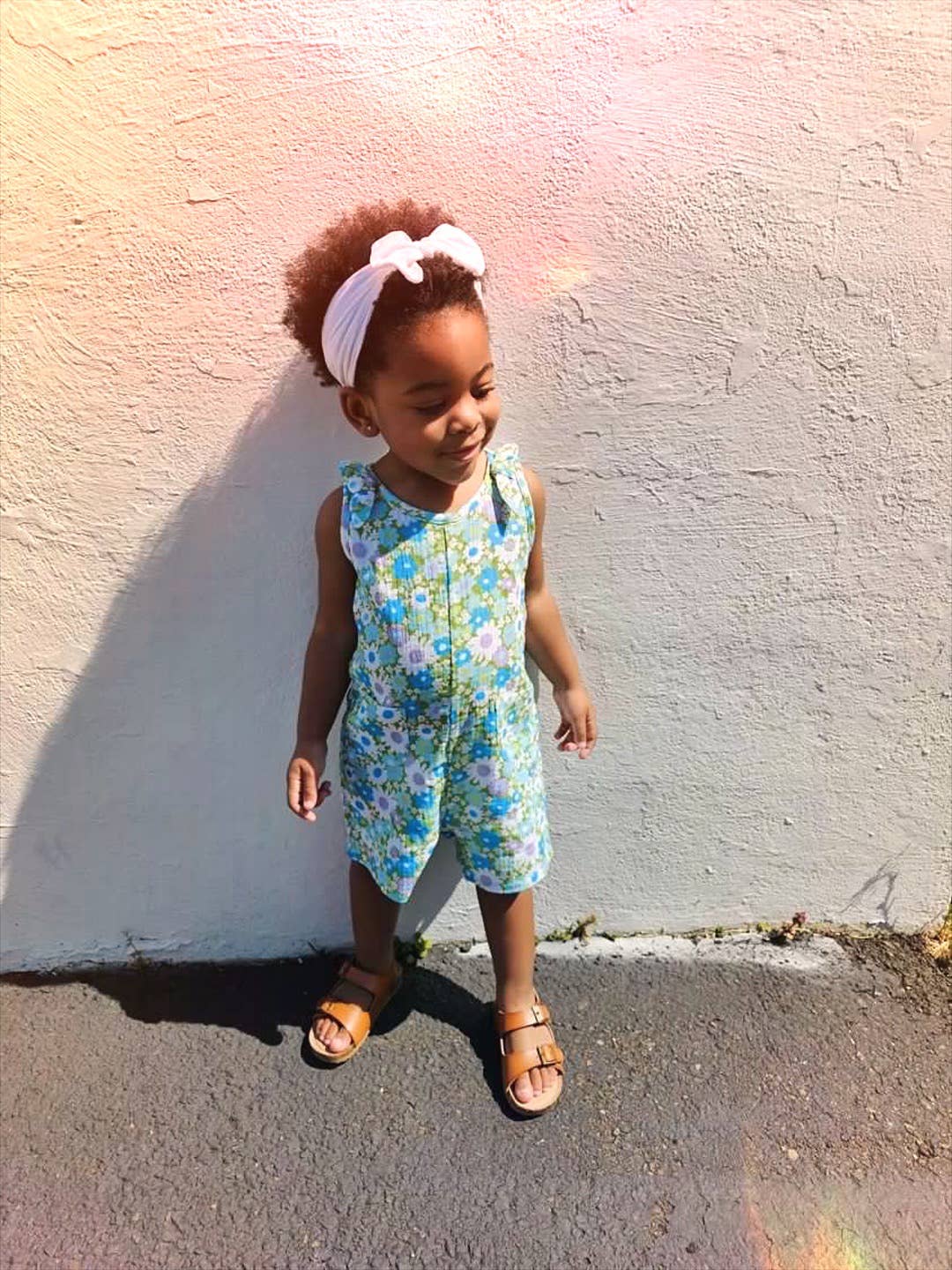 Blue & Green Flower Power Summer Romper Baby Toddler Girl