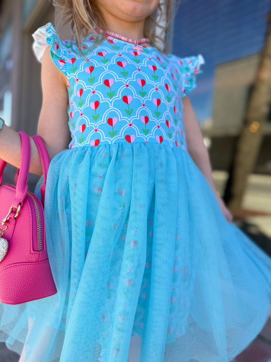 Girls Sweetheart Blooms Flutter Tulle Twirl Dress