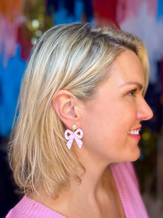 Small Pink and White Gingham Acrylic Bow