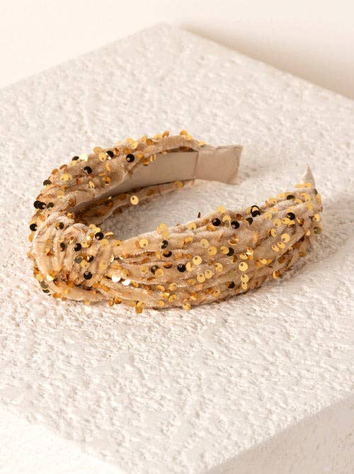 KNOTTED SEQUINS HEADBAND