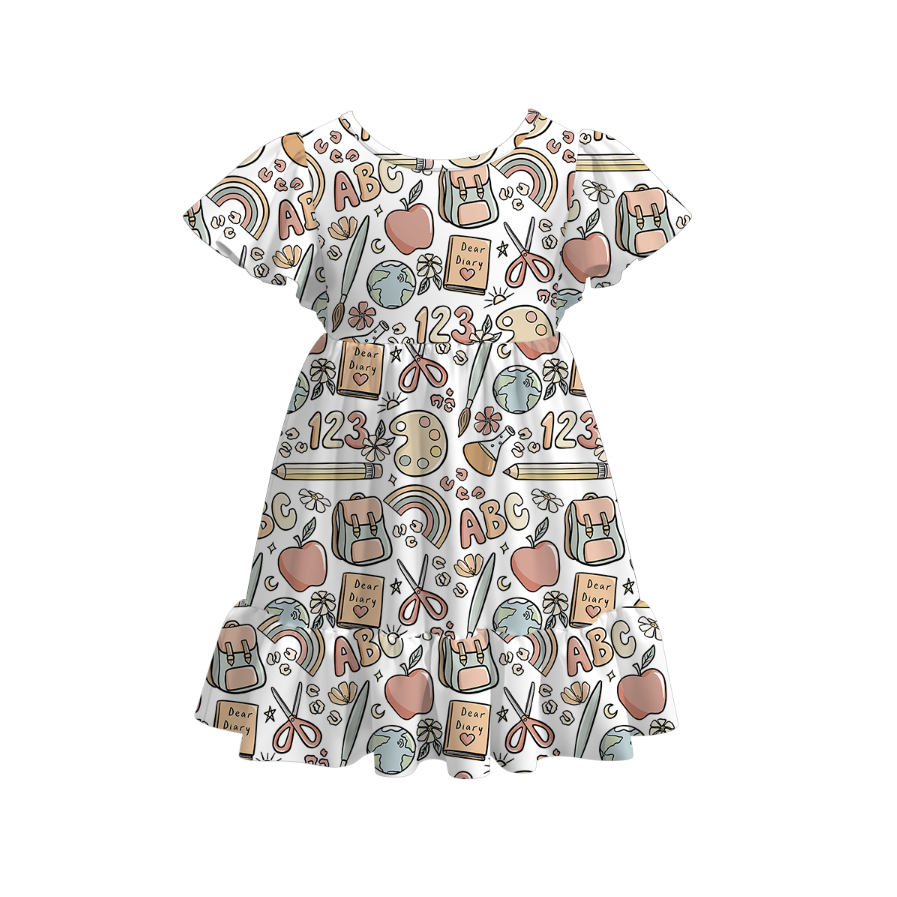 Back to School flutter Dress Smiley rainbow dress