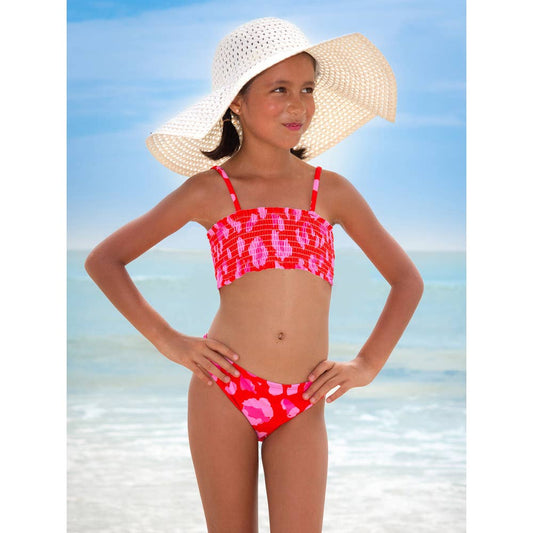 Girls Smocked two piece printed Swimsuit