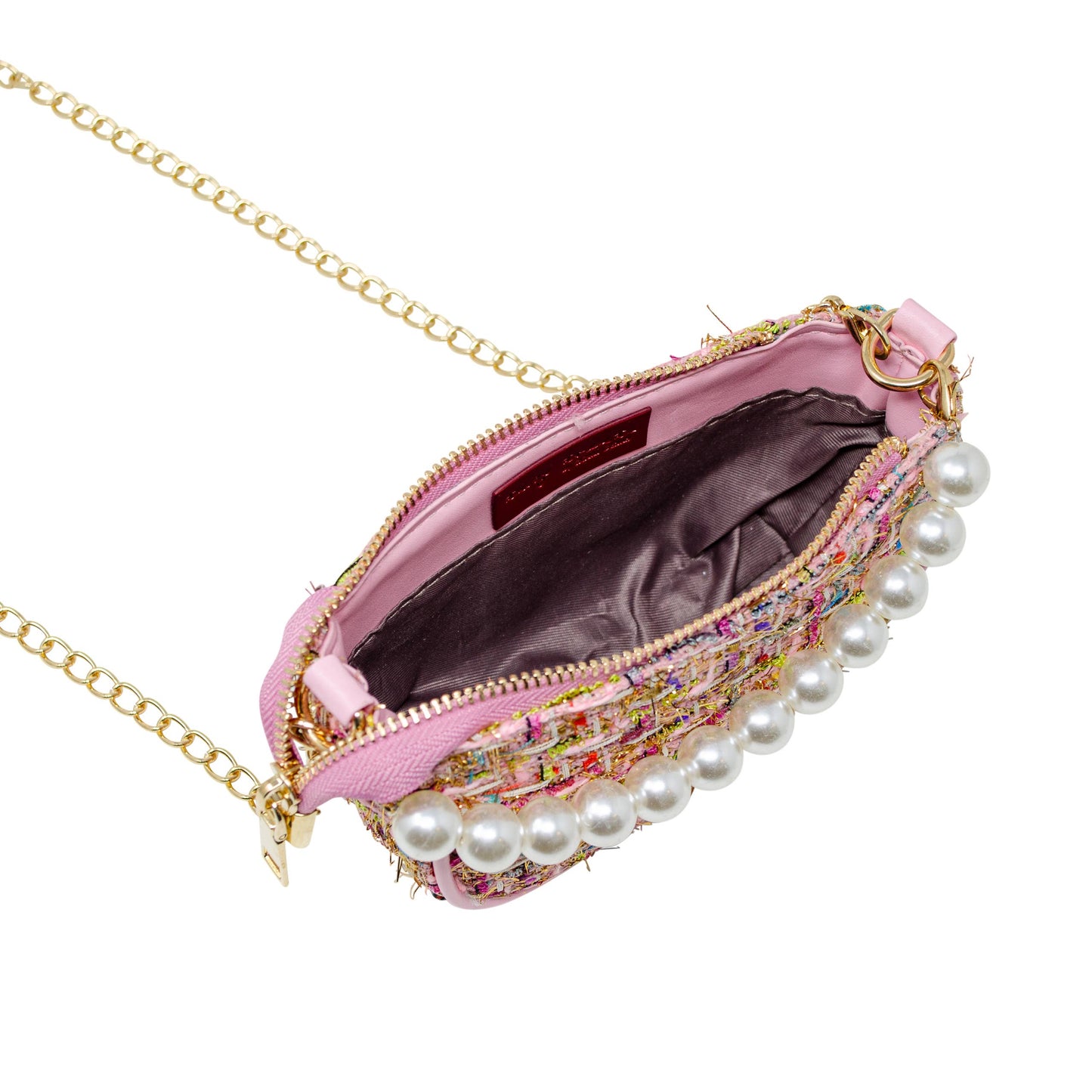 Tweed Pearl Clutch Handbag