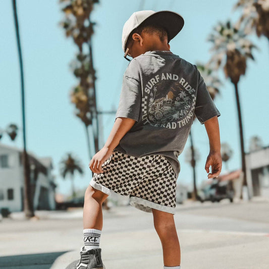 Boys Clothes Check Ya Later Shorts Beige Black