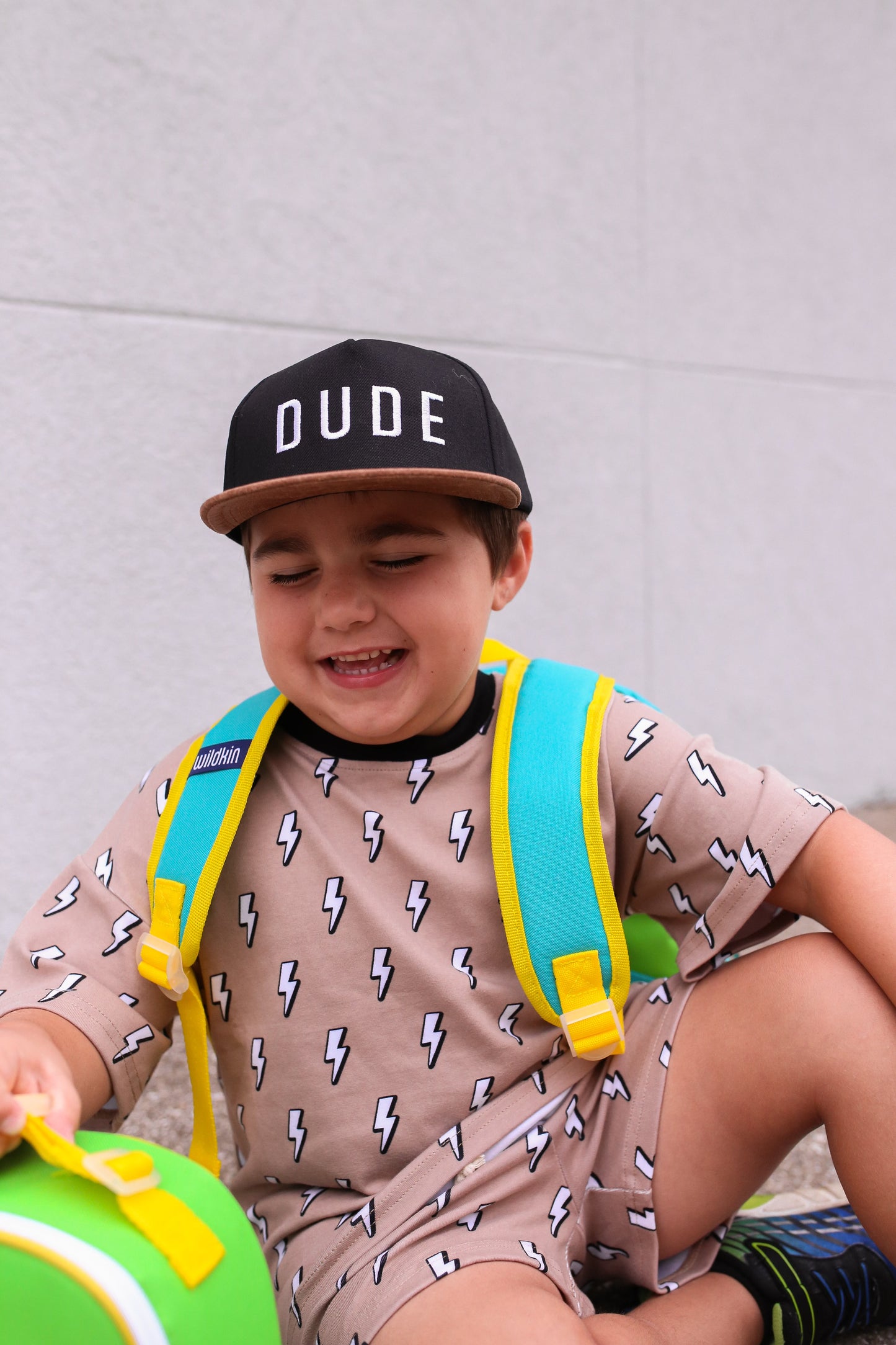 Flat Brim Trucker Hat - Dude - Black/Faux Leather