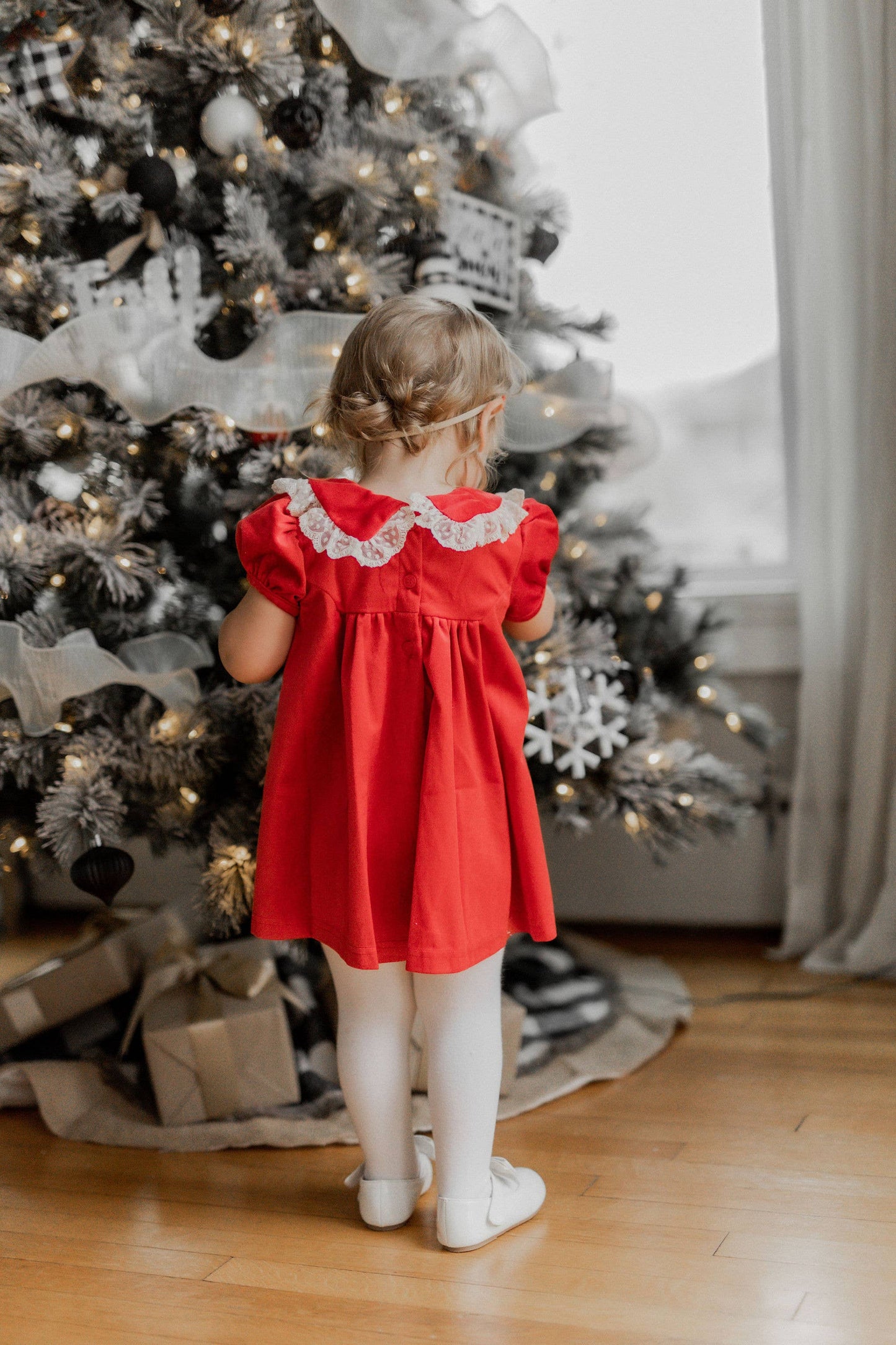 Red Velvet Girls Christmas Dress Vintage Style Baby Toddler
