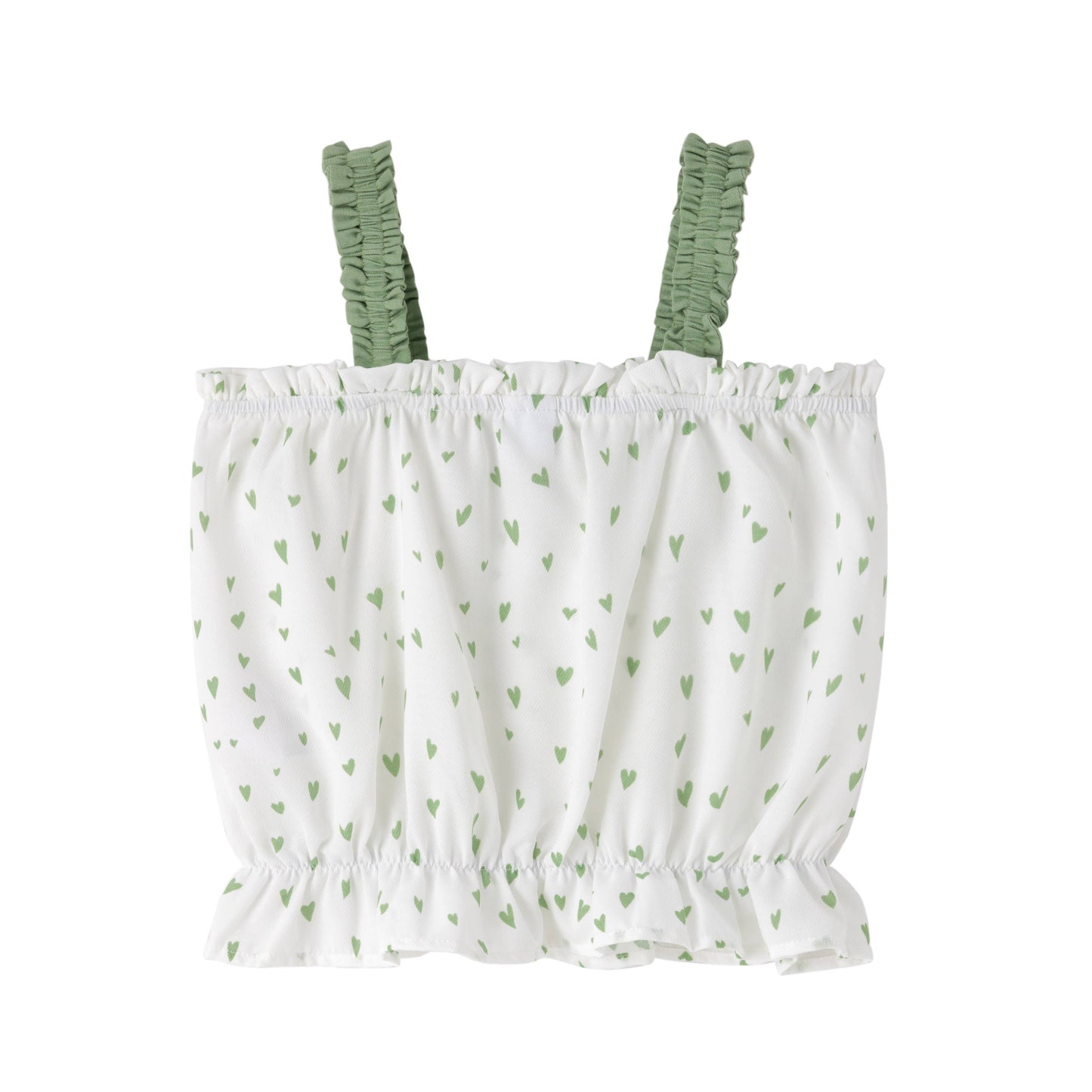 White Hearts Green Girls' Tank Blouse