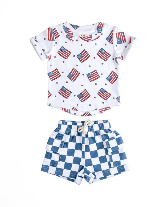 Fourth of July Cargo Shorts Set | Patriotic Vibes