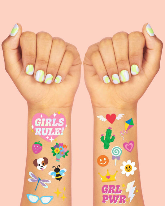 Girl Foil Kids Temporary Tattoos, Party Activity, Favors