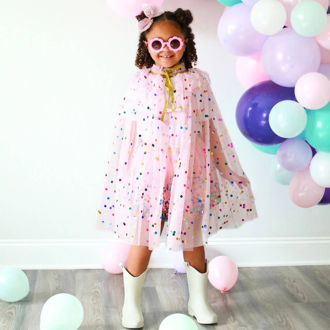 Pink Confetti Cape - Kids Dress Up Cape