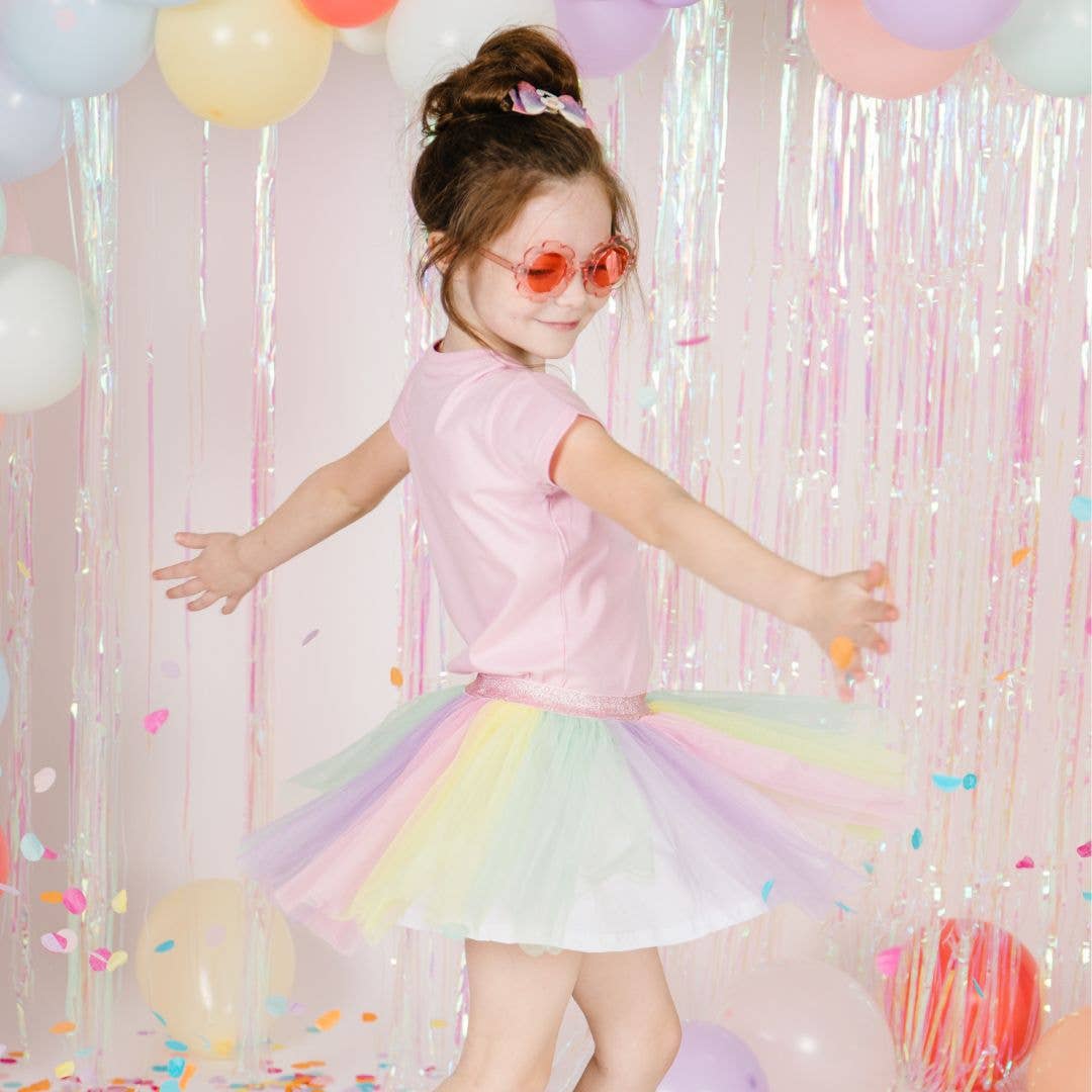 Pastel Rainbow Bow #2 Clip - Kids Birthday Hair Clip