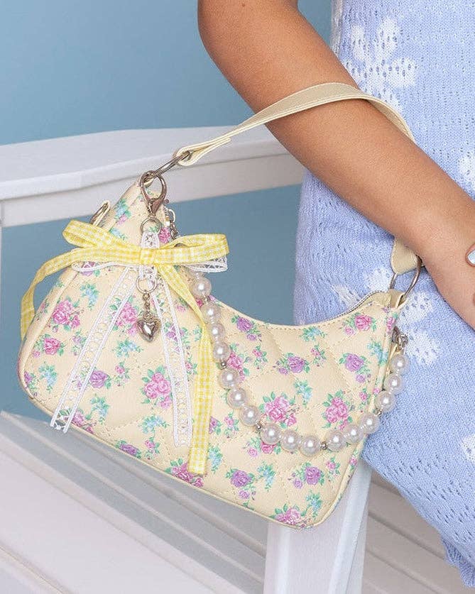 Floral Mini Hobo pearl crossbody