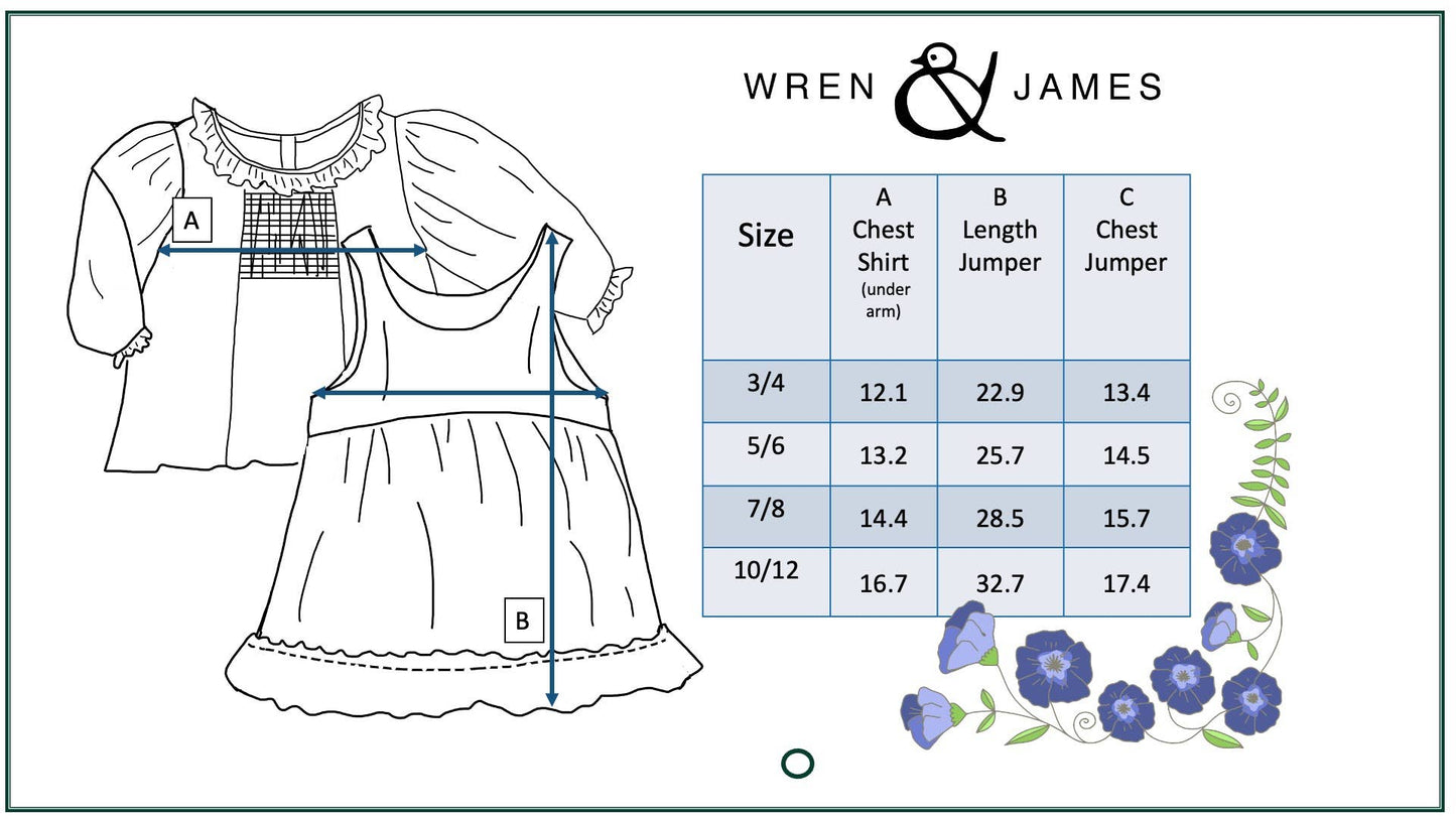 Kids Blue Floral Smocked Top & Caramel Corduroy Jumper Set