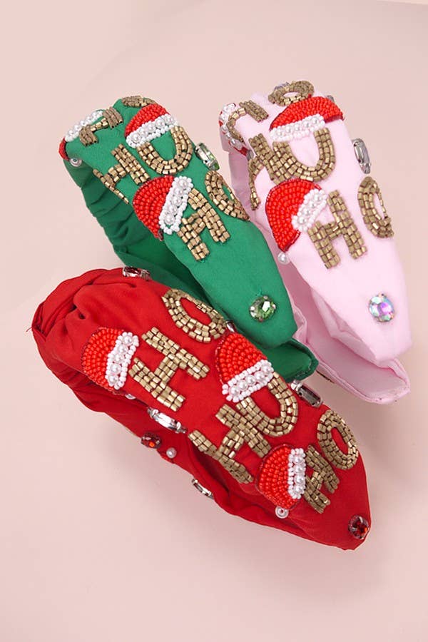 HO HO HO CHRISTMAS HOLIDAY SEED BEAD HEADBAND