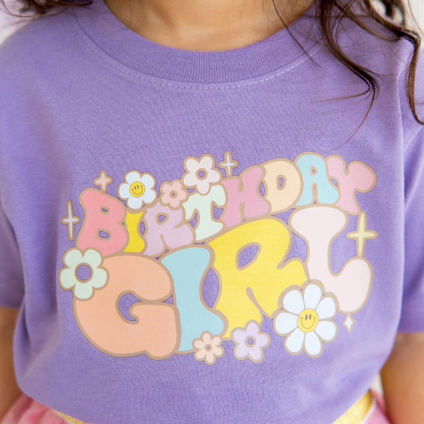 Groovy Birthday Girl Short Sleeve T-Shirt - Kids Birthday