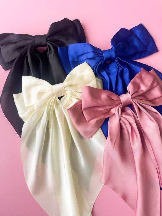 Silky Oversized Ribbon Hair Bow Barrette