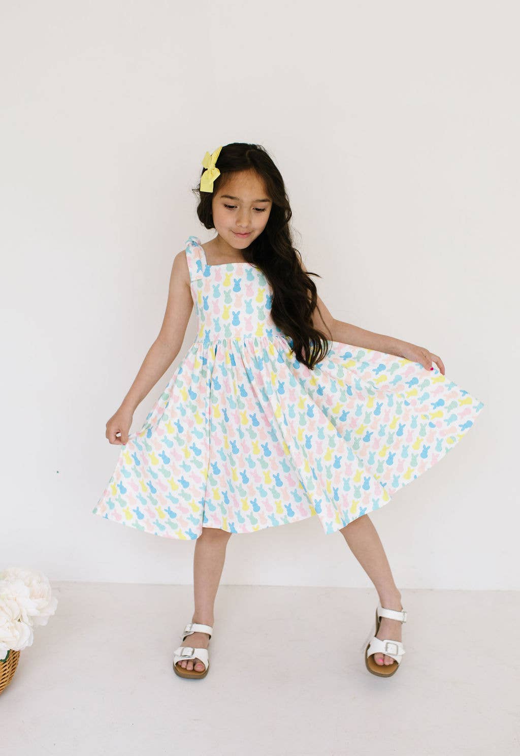 Valerie Twirl Dress in Marshmallow Bunny