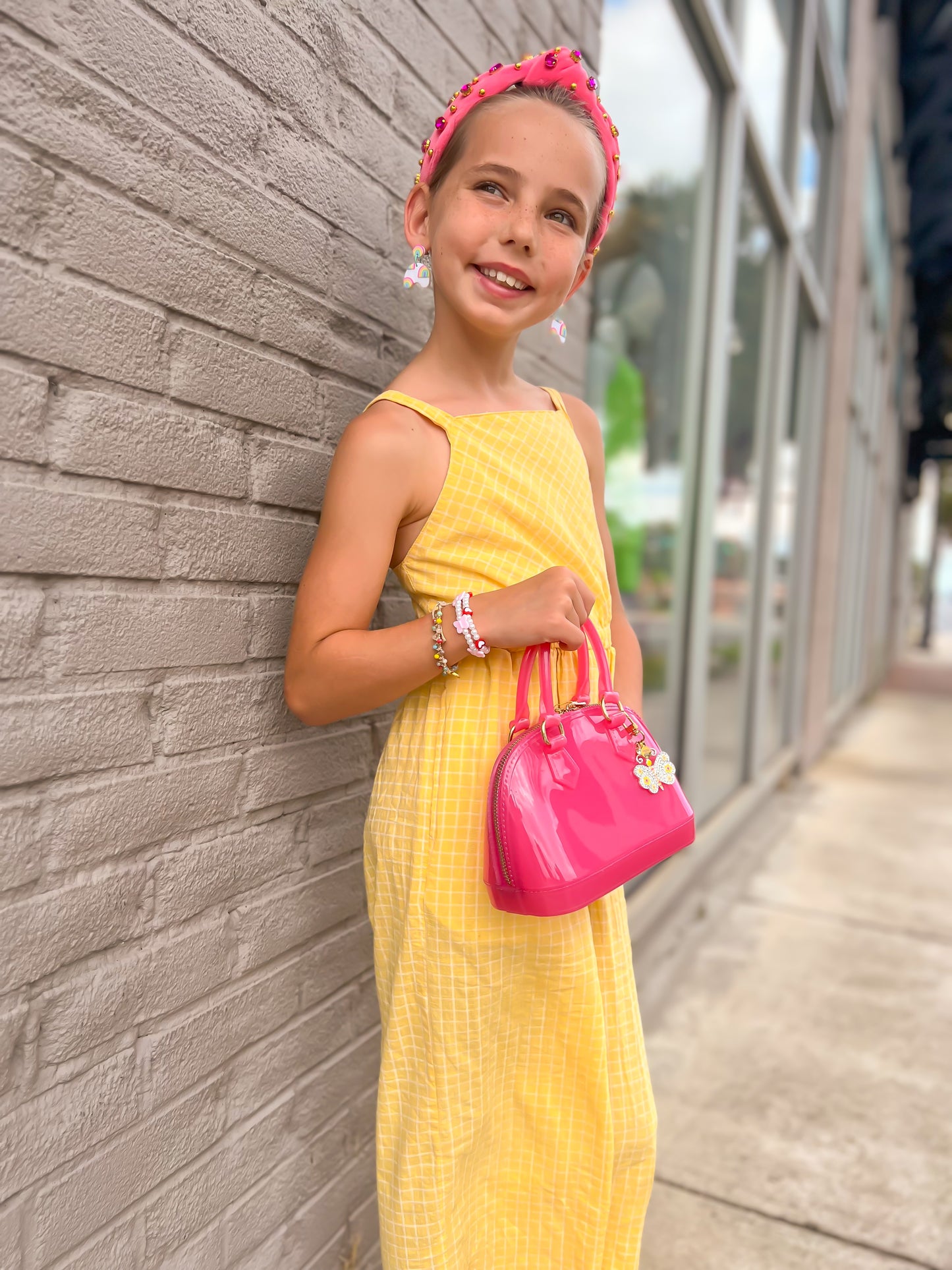 Yellow Plaid Jumpsuit for girls