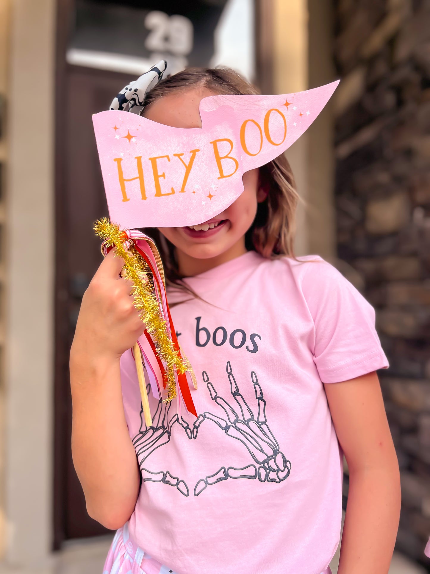 Hey Boo Pink Halloween Party Pennant