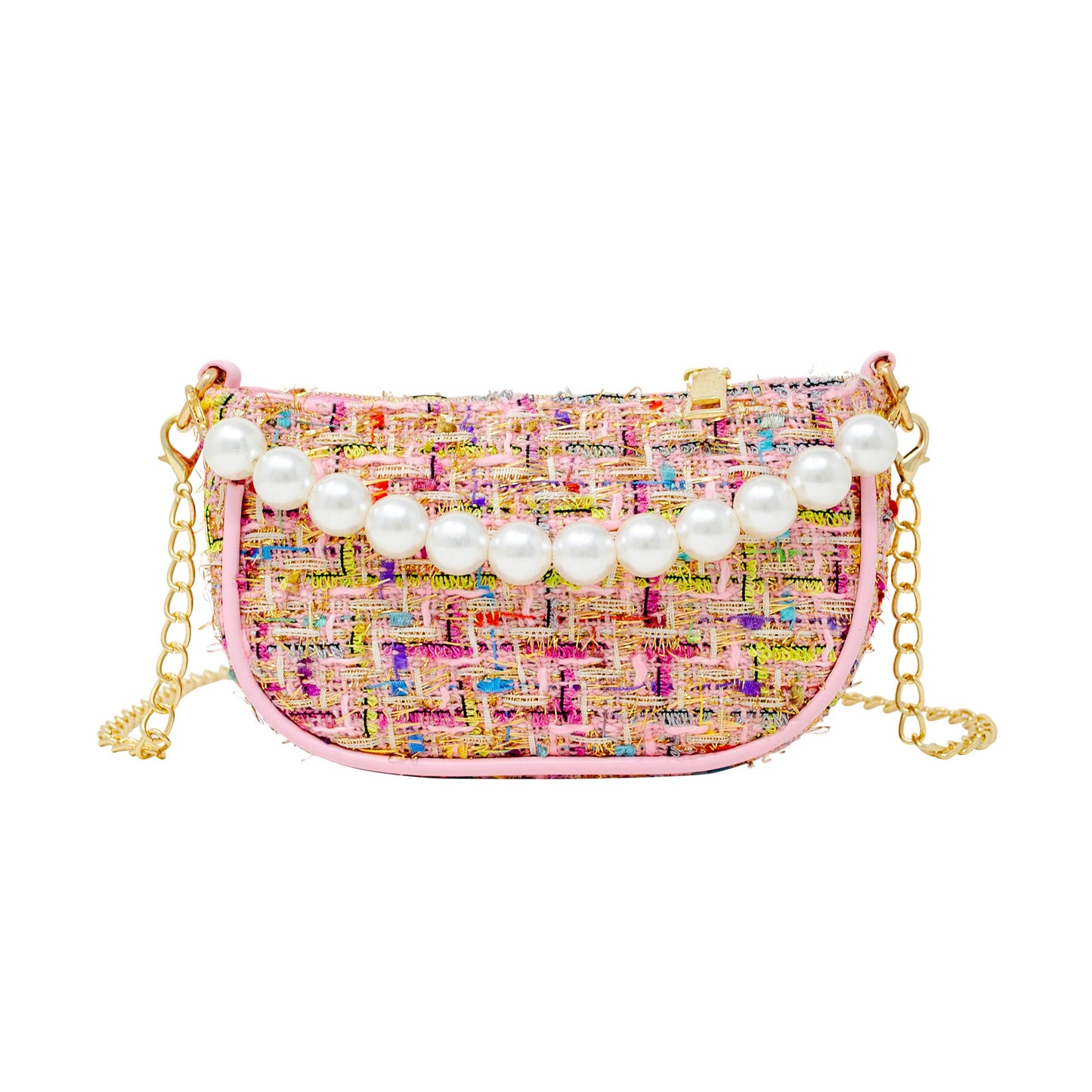 Tweed Pearl Clutch Handbag