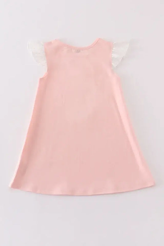 Pink easter bunny applique girl dress