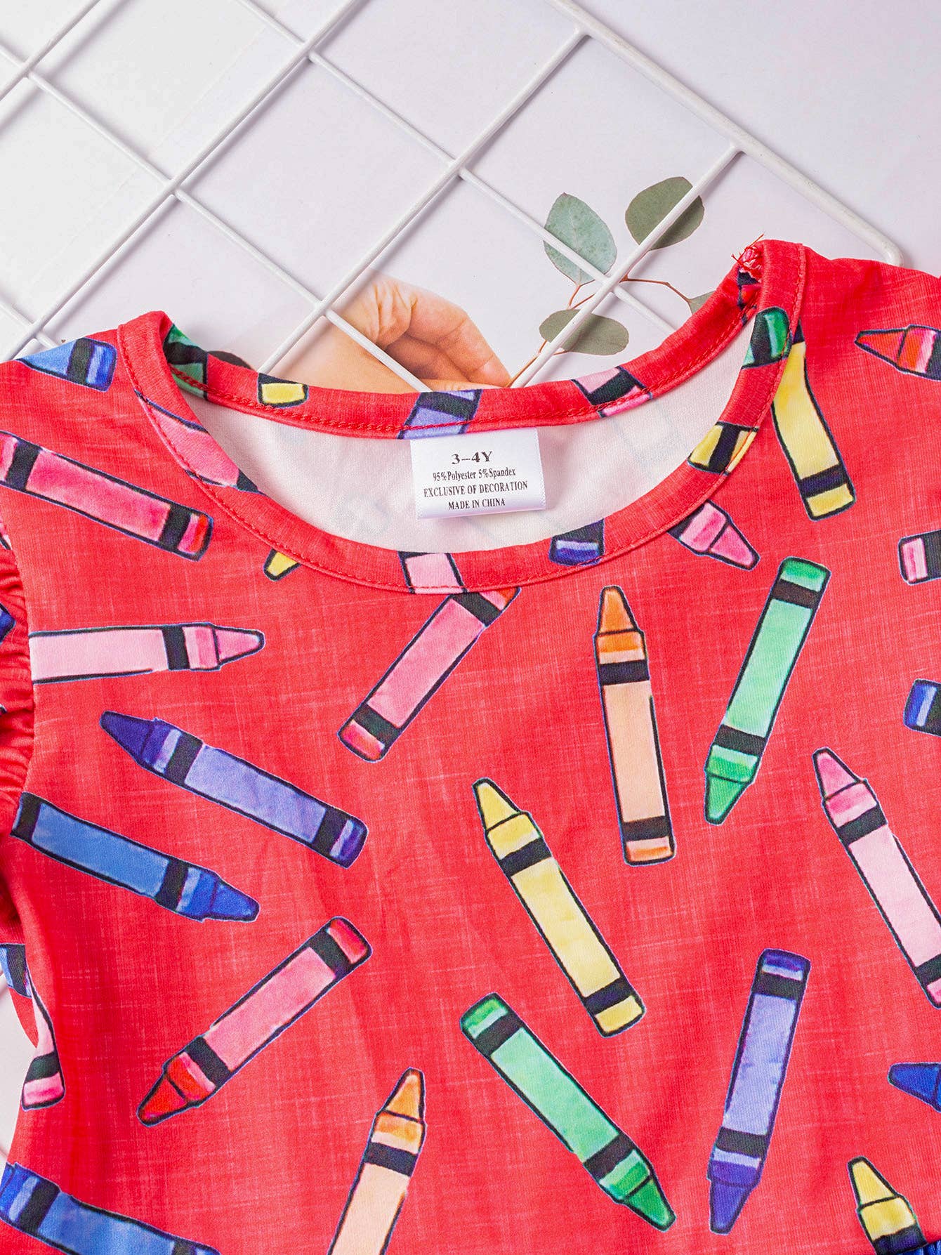 Girls Colorful Crayon Ruffle Flare Dress for back to school