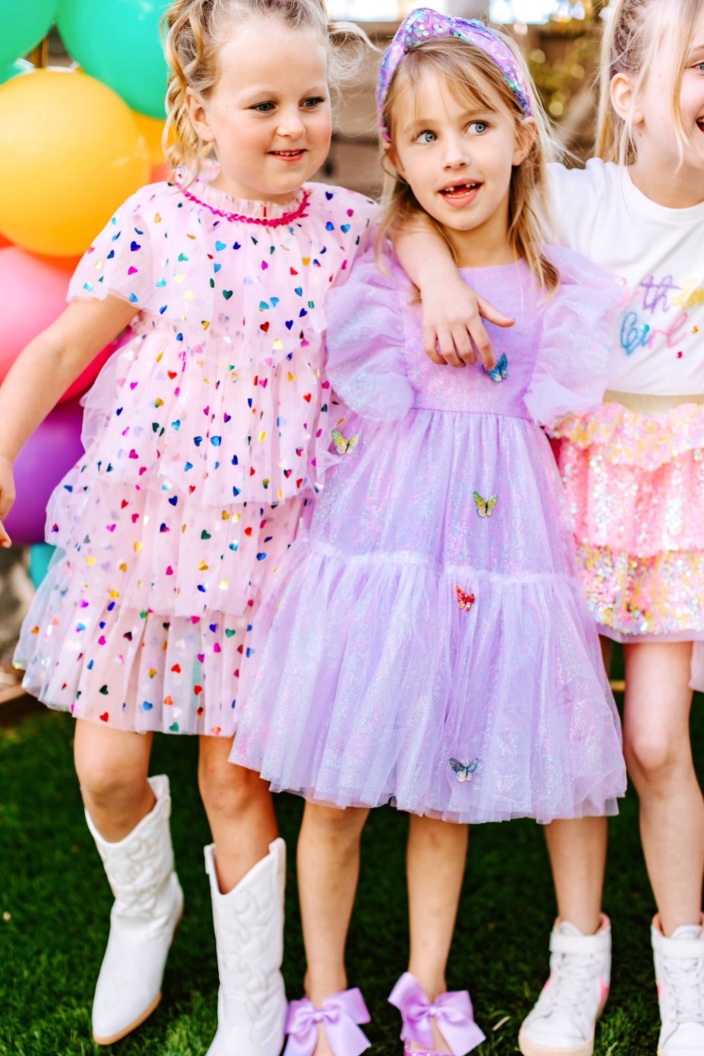 Girls Butterfly Lilac Iridescent Tulle Dress | Birthday