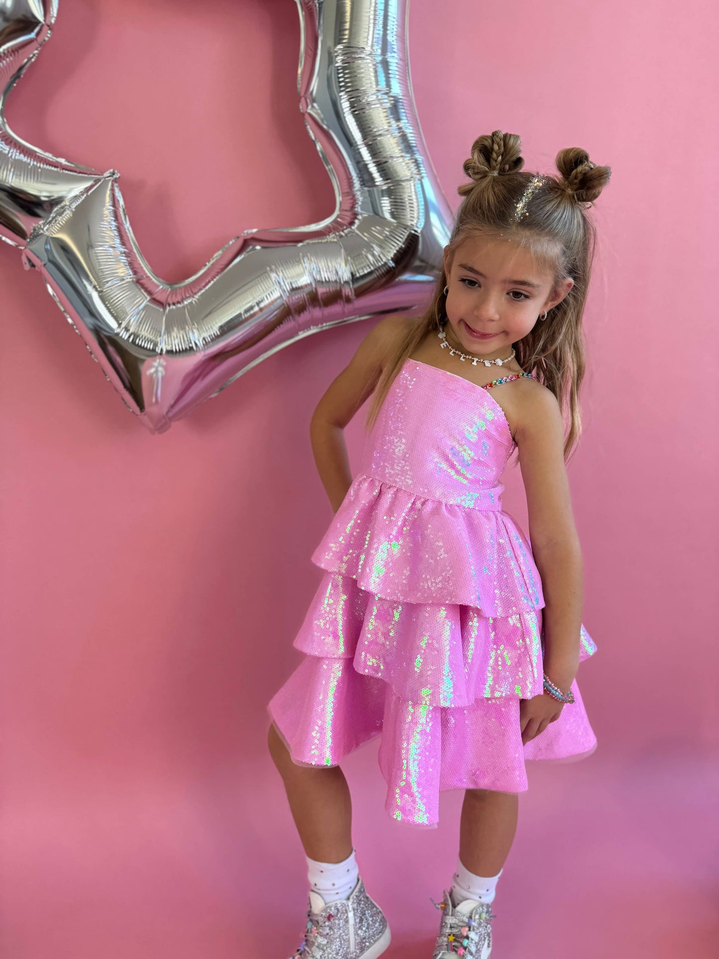 Pink Sequin Gem Dress (Pre Order)