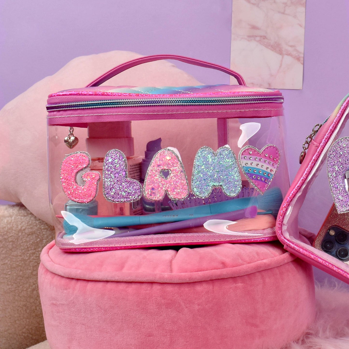 'Glam' Heart Clear Glam Bag