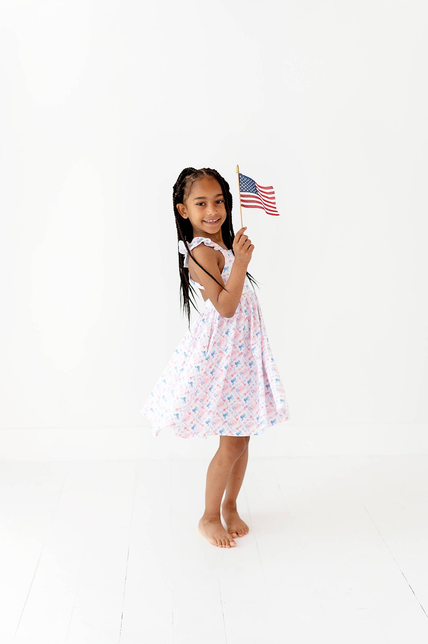 Rosita Dress in Patriotic Flags| Pocket Twirl Dress