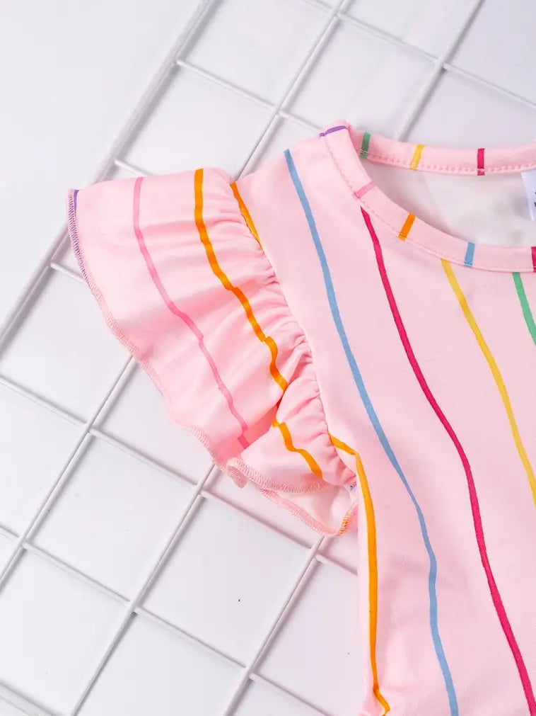 Back to School dress Colorful Crayon Stripe twirl Dress