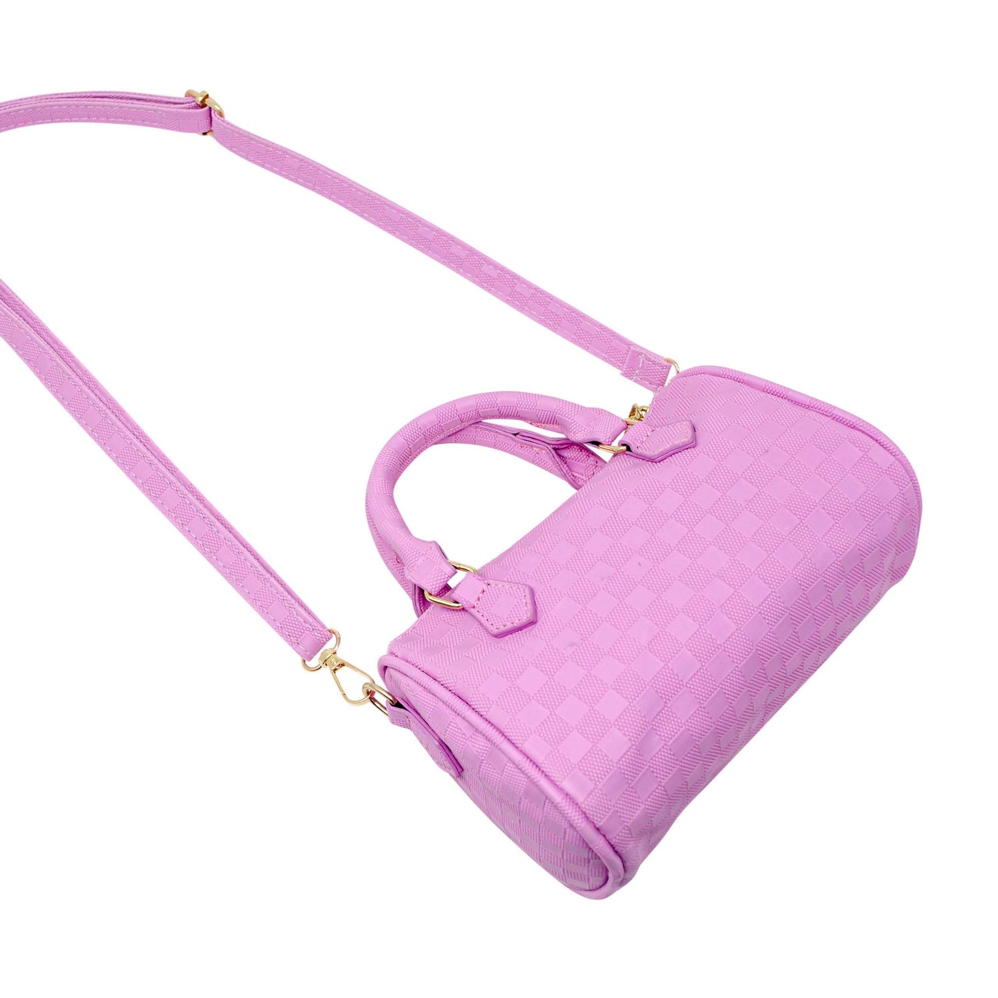 Checkered Canvas Duffle Handbag