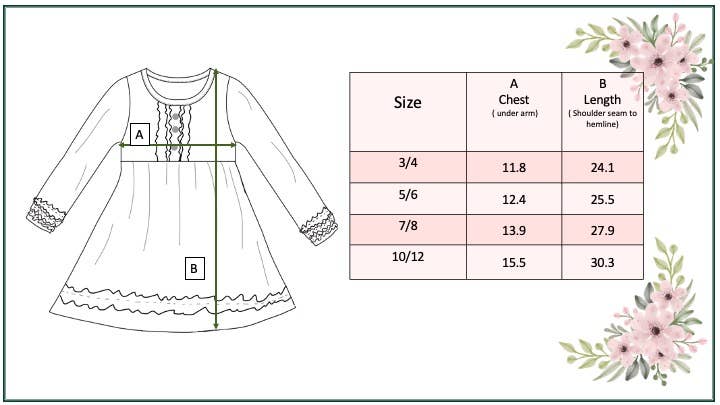 Kids Long Sleeve Mustard Botanical Ruffle Button Fall Dress