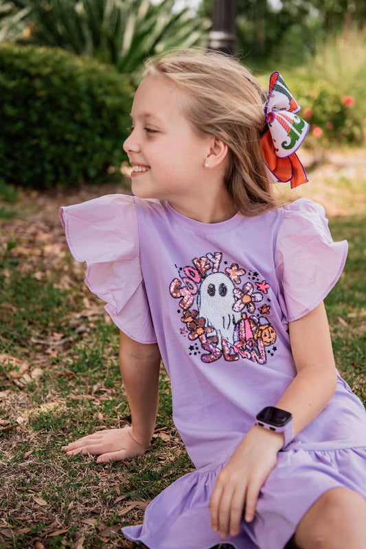 Spooky season sequin flutter dress