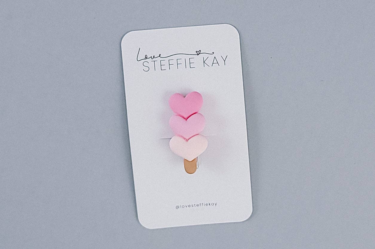 Acrylic Hair Clip | Heart Lollipop