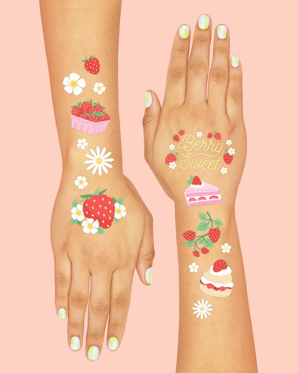 Strawberry Sweet Fruit Birthday Party Tattoos, Summer Picnic
