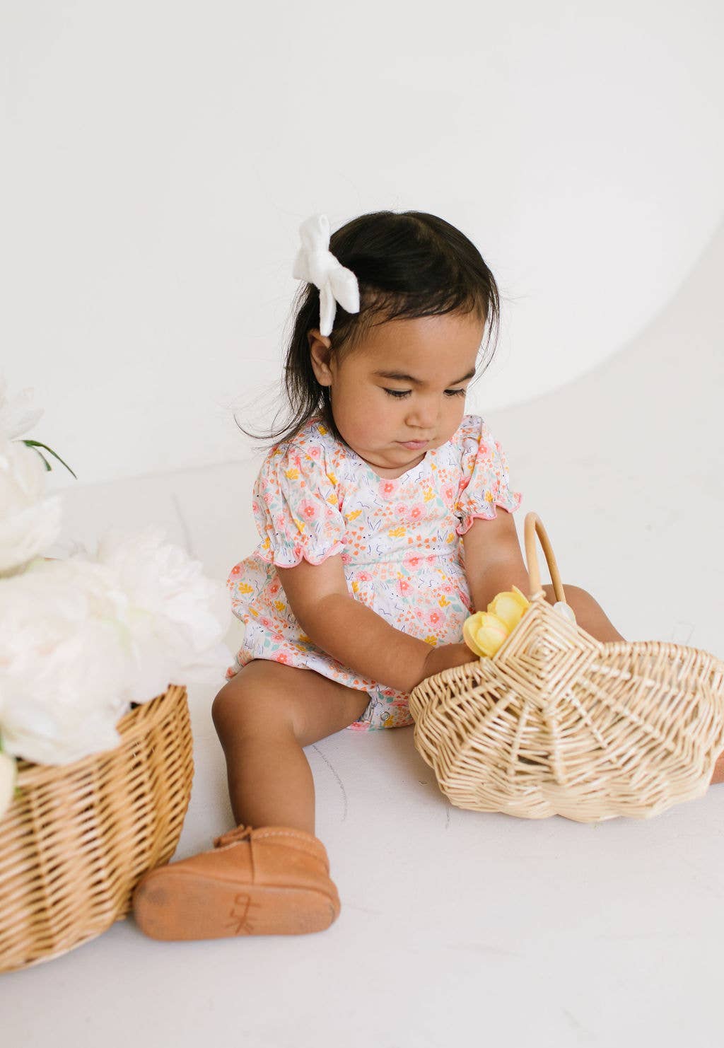 Quinn Poplin Romper in Bunny Field | baby clothing | Easter
