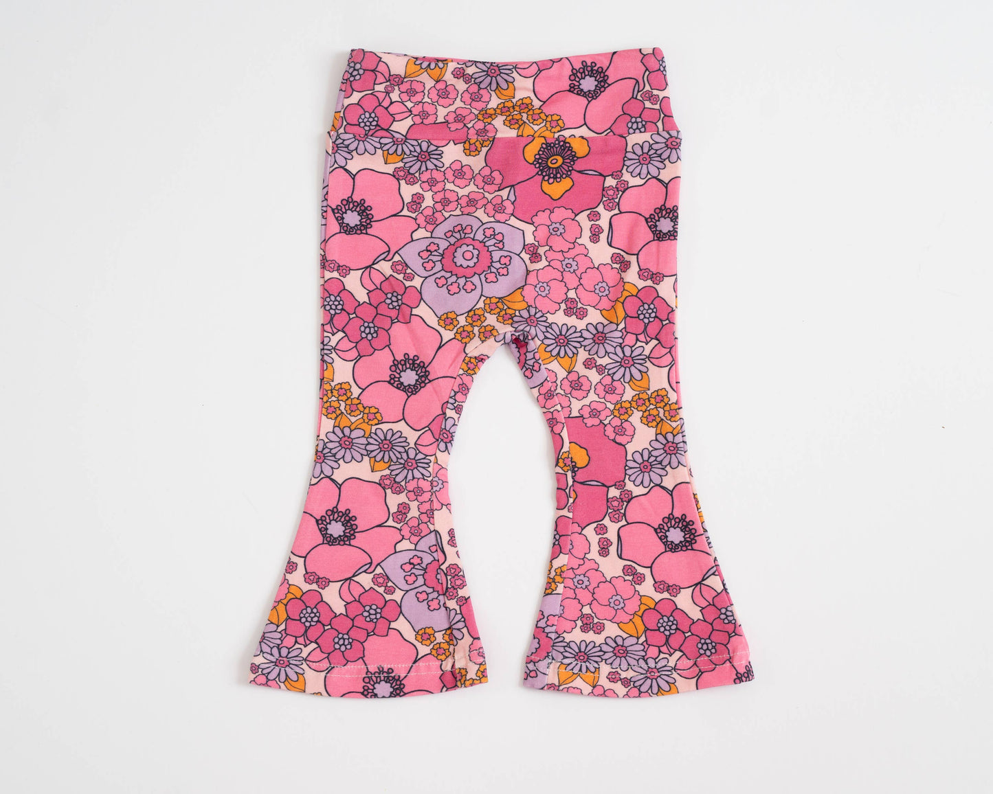 Purple Retro Floral Bell Bottoms