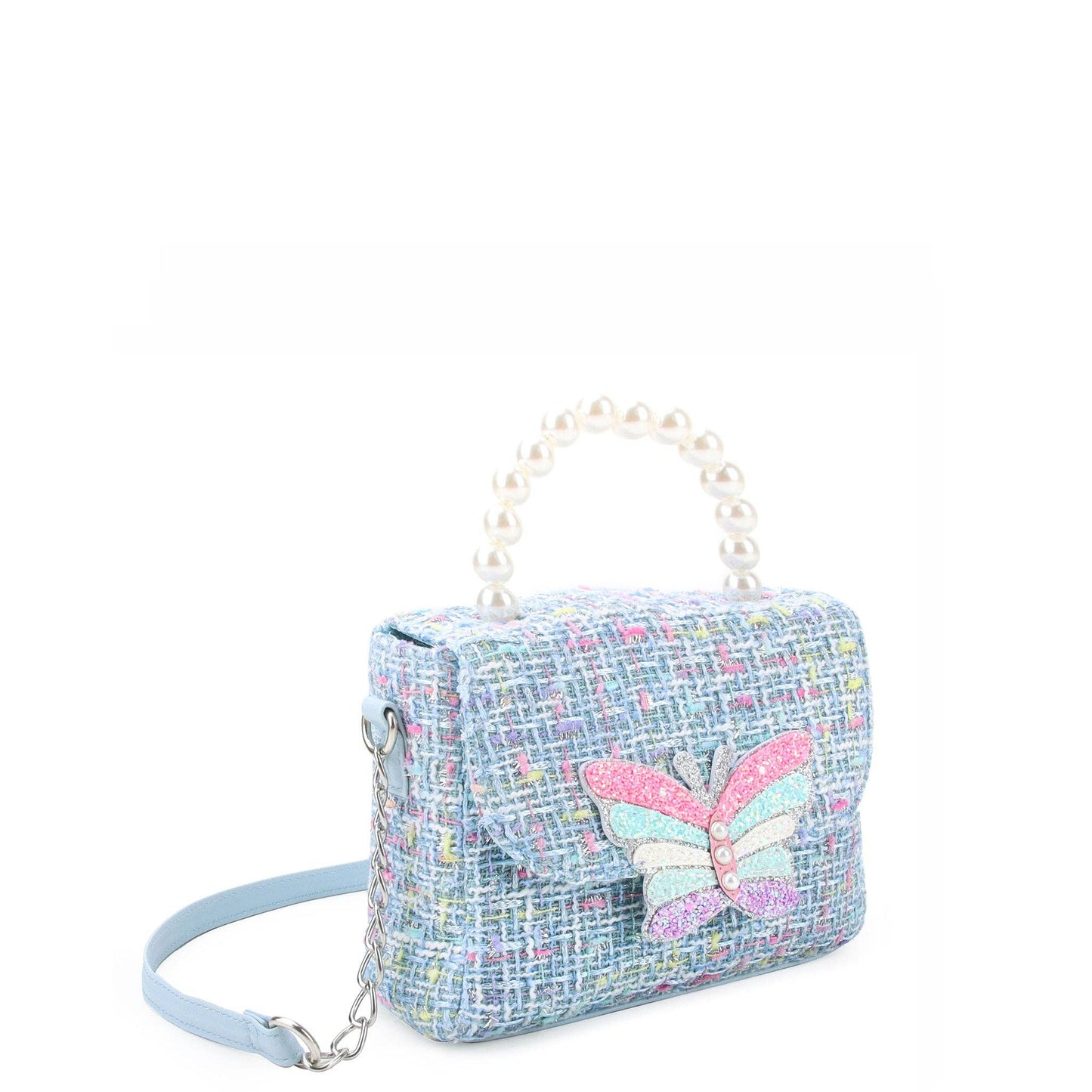 Tweed Butterfly Front Flap Crossbody Bag