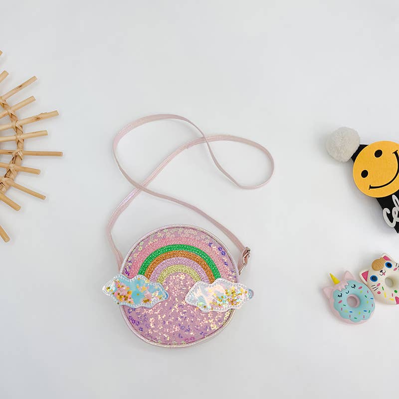Girls Rainbow Sequined Crossbody Bag small Coin Purse
