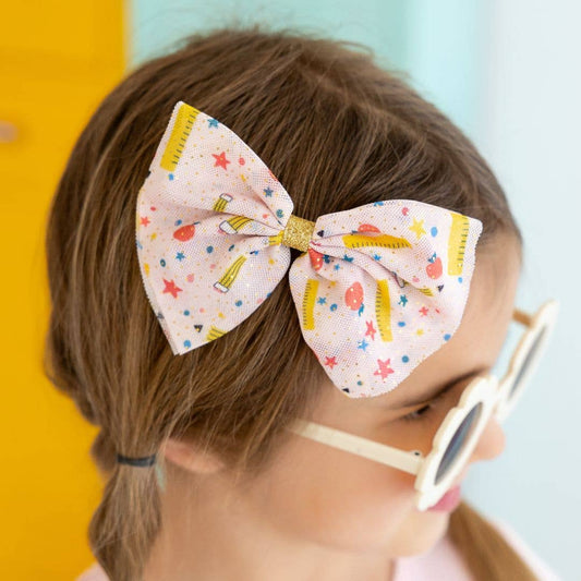 School Days Bow Clip - Back To School Kids Hair Clip