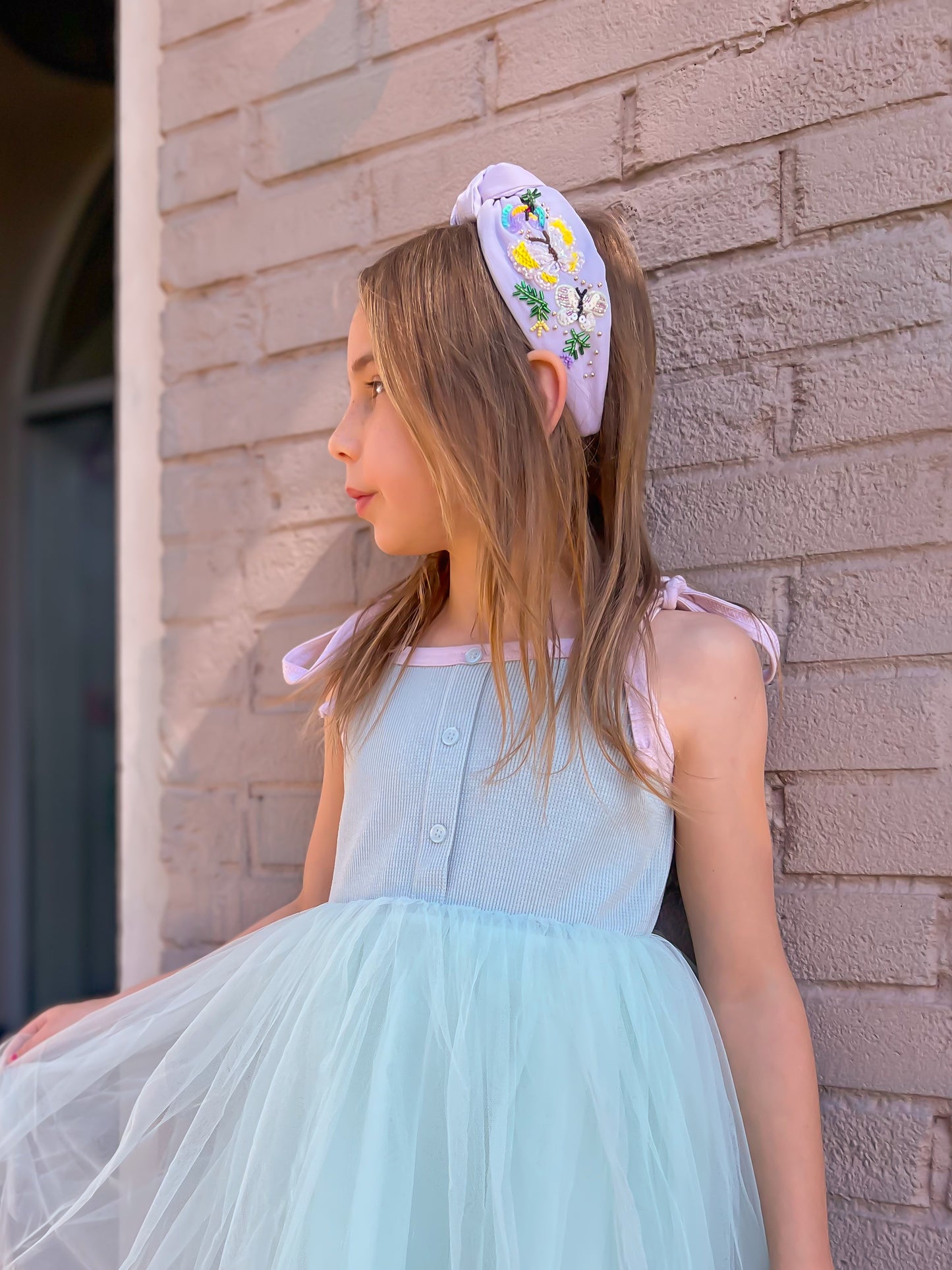 Butterfly Garden Beaded Top Knotted Headband