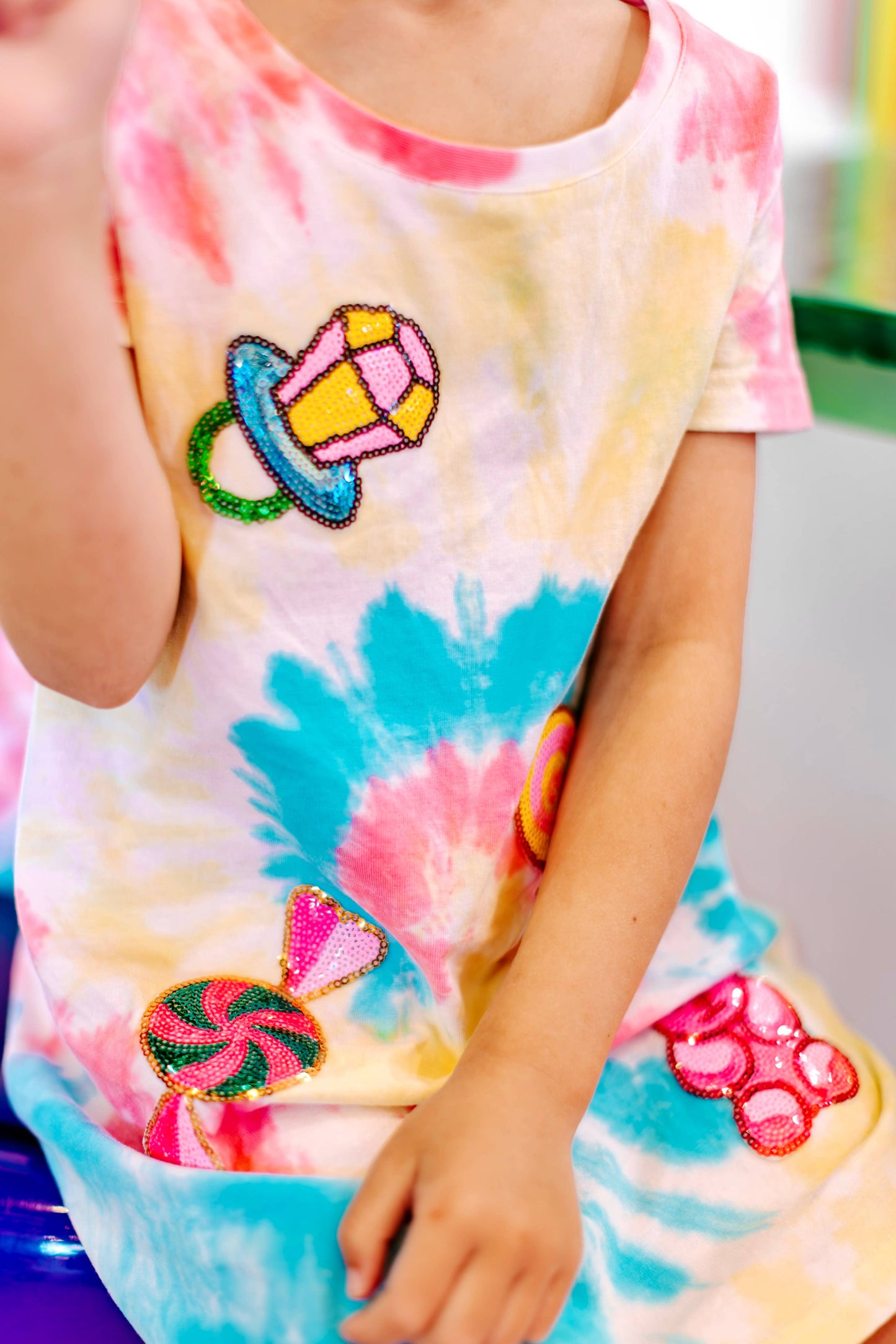 Candyland Sequin Patch Tie-Dye Dress