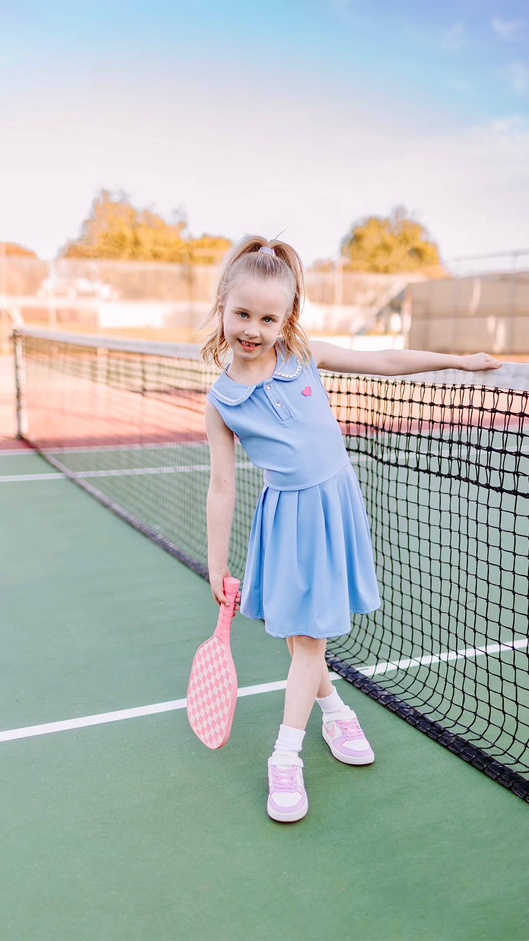 Girls Embellished Pleaded Athletic Golf Dress