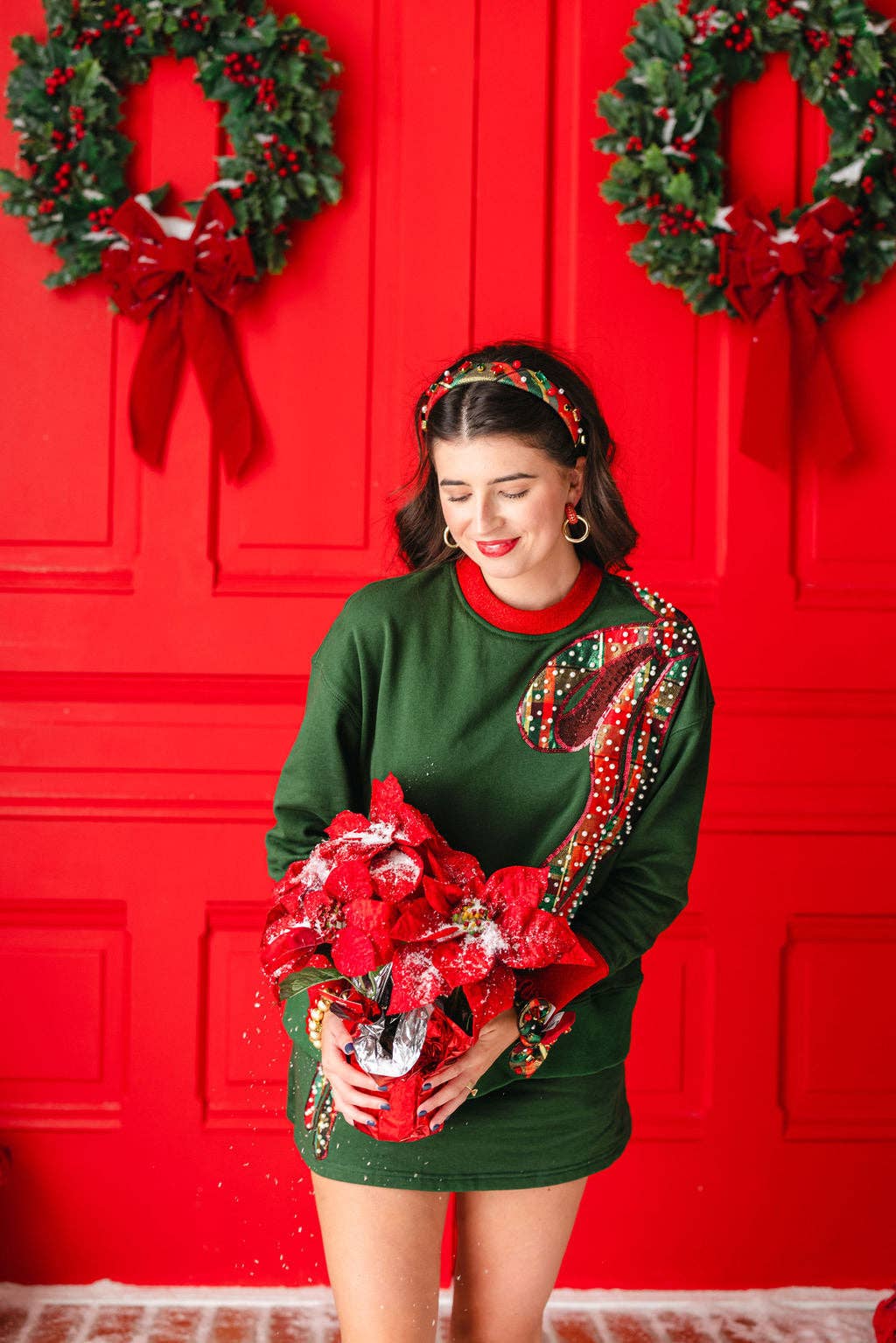 BC Green Holiday Plaid Bow Sweatshirt PRE-ORDER (Est Ship 11/21)