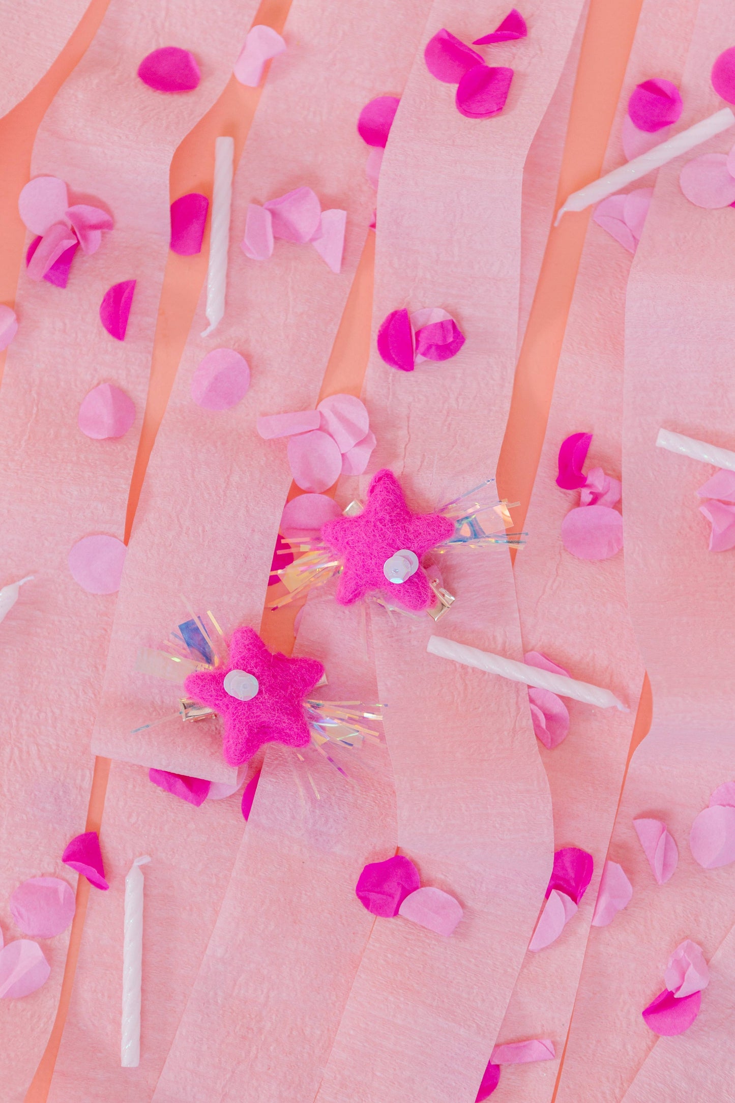Hot Pink Star Sequin Pigtail Clips