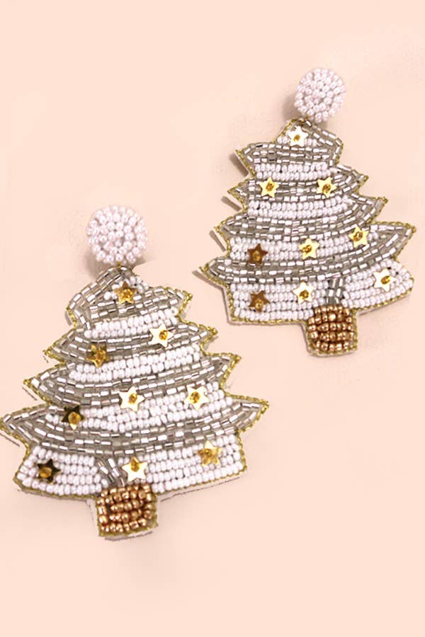 CHRISTMAS TREE HOLIDAY SEEDBEAD EARRINGS